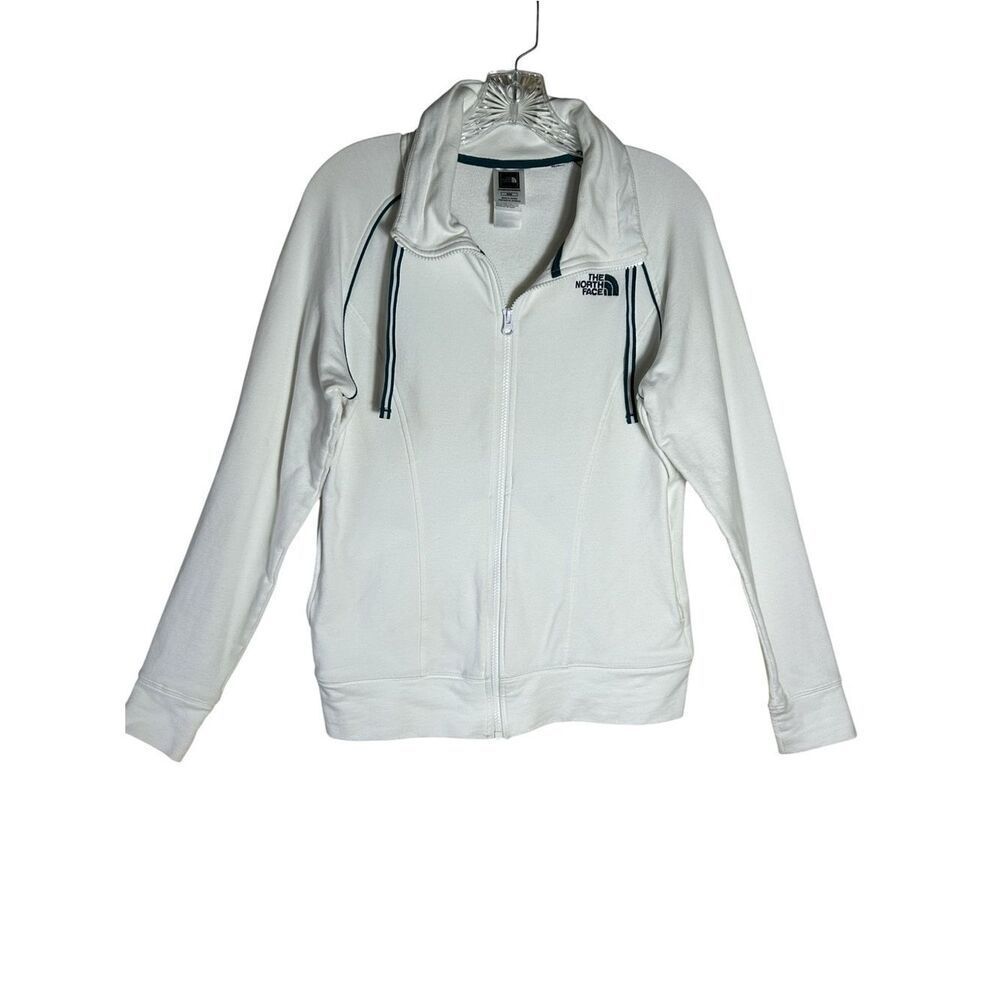 The North Face White Full Zip Jacket/Sweatshirt with Teal Trim